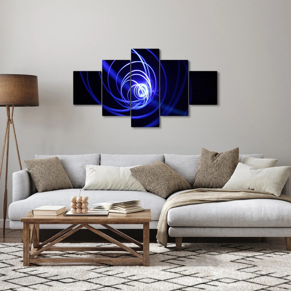 Obraz niebieskich spiral (125x70 cm)