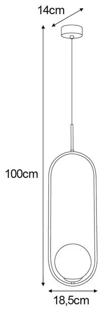 Biała metalowa lampa wisząca ze szklanym kloszem - A488-Erdi