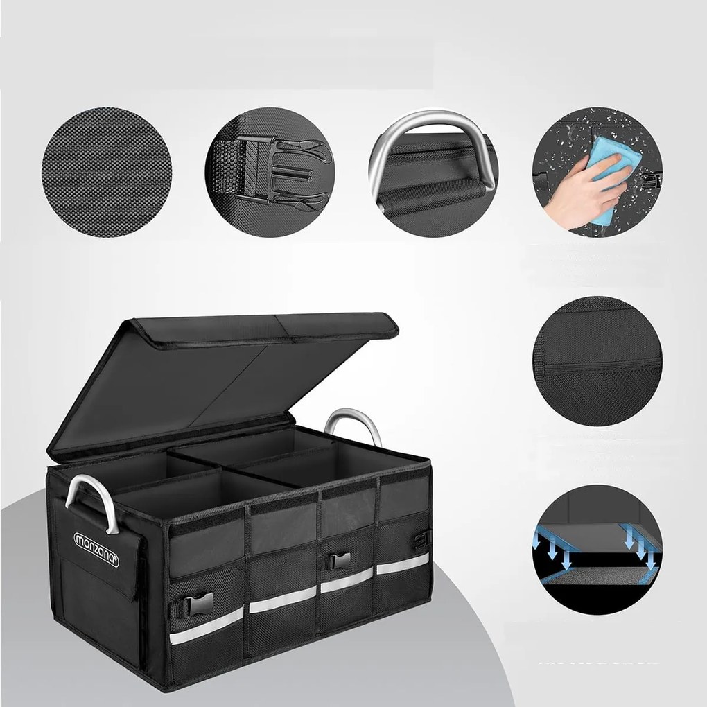 Organizer do bagażnika LEROY, 63L, 60x35x30cm, czarna Monzana