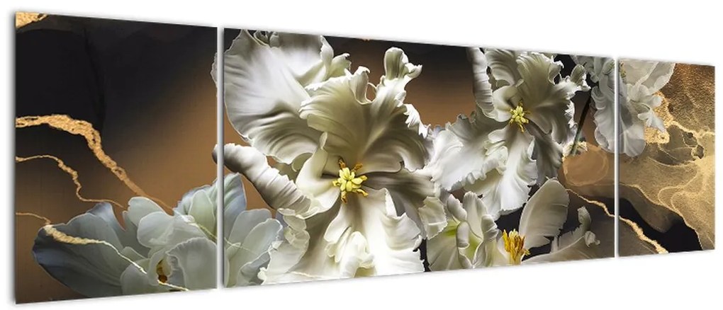 Obraz - Orchidea kwiaty na marmurowym tle (170x50 cm)