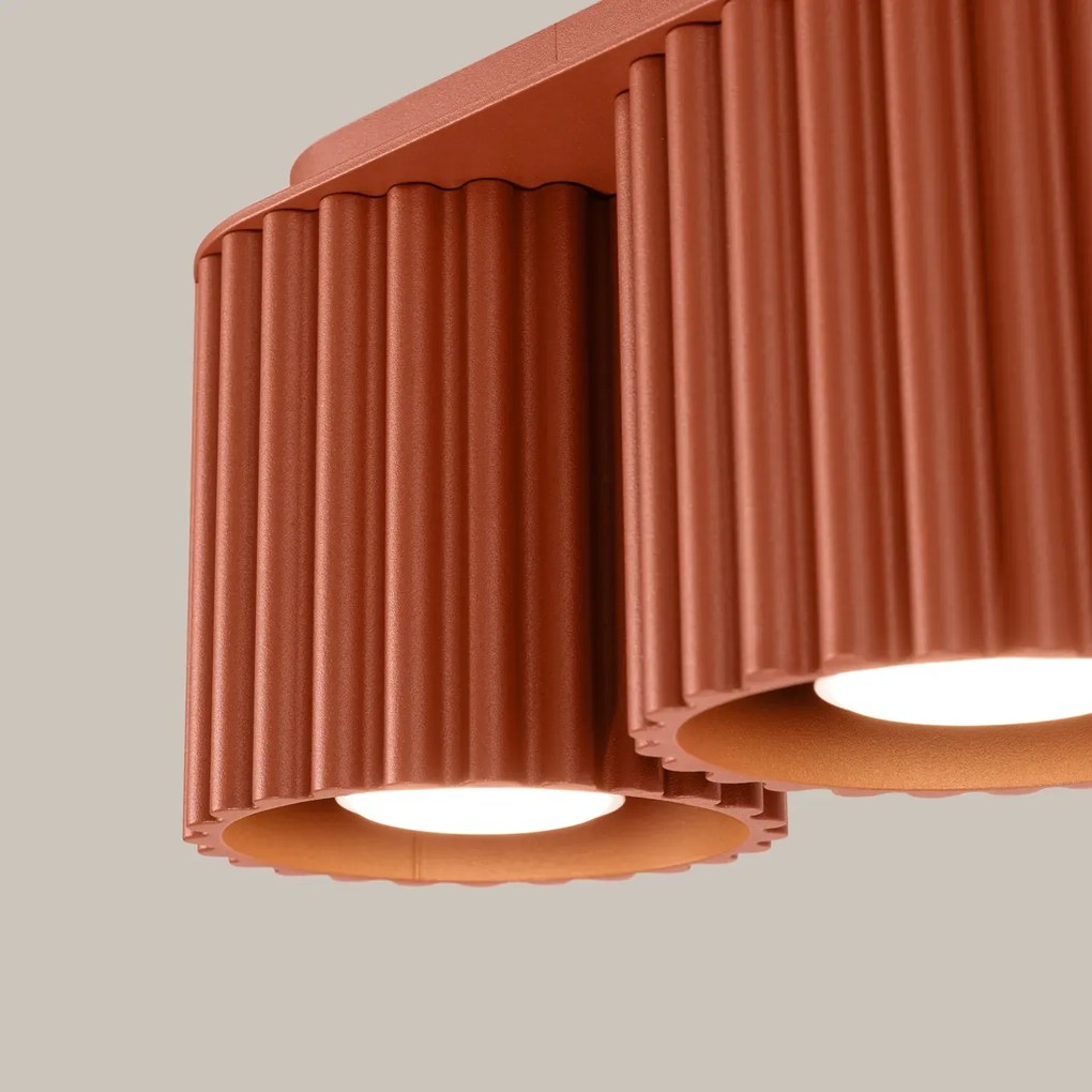 Plafon dwupunktowy AURA 2 ochra czerwona GU10 ryflowany SOLLUX LIGHTING