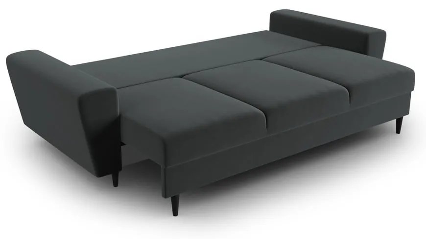 Ciemnoszara aksamitna rozkładana/ze schowkiem sofa 235 cm Kyoto – Cosmopolitan Design