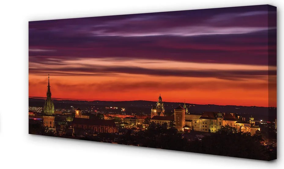 Obraz na płótnie Światła Nocnego Krakowa