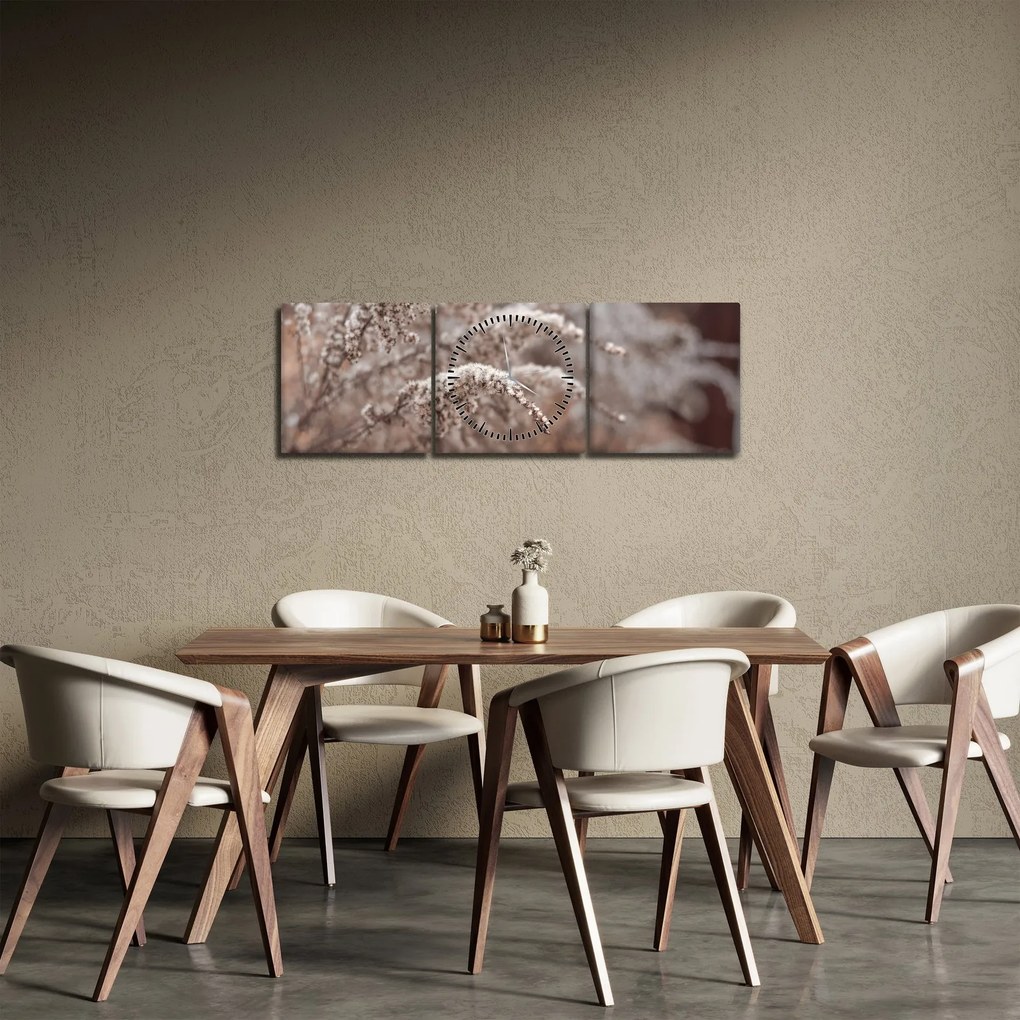 Obraz roślin (z zegarem) (90x30 cm)