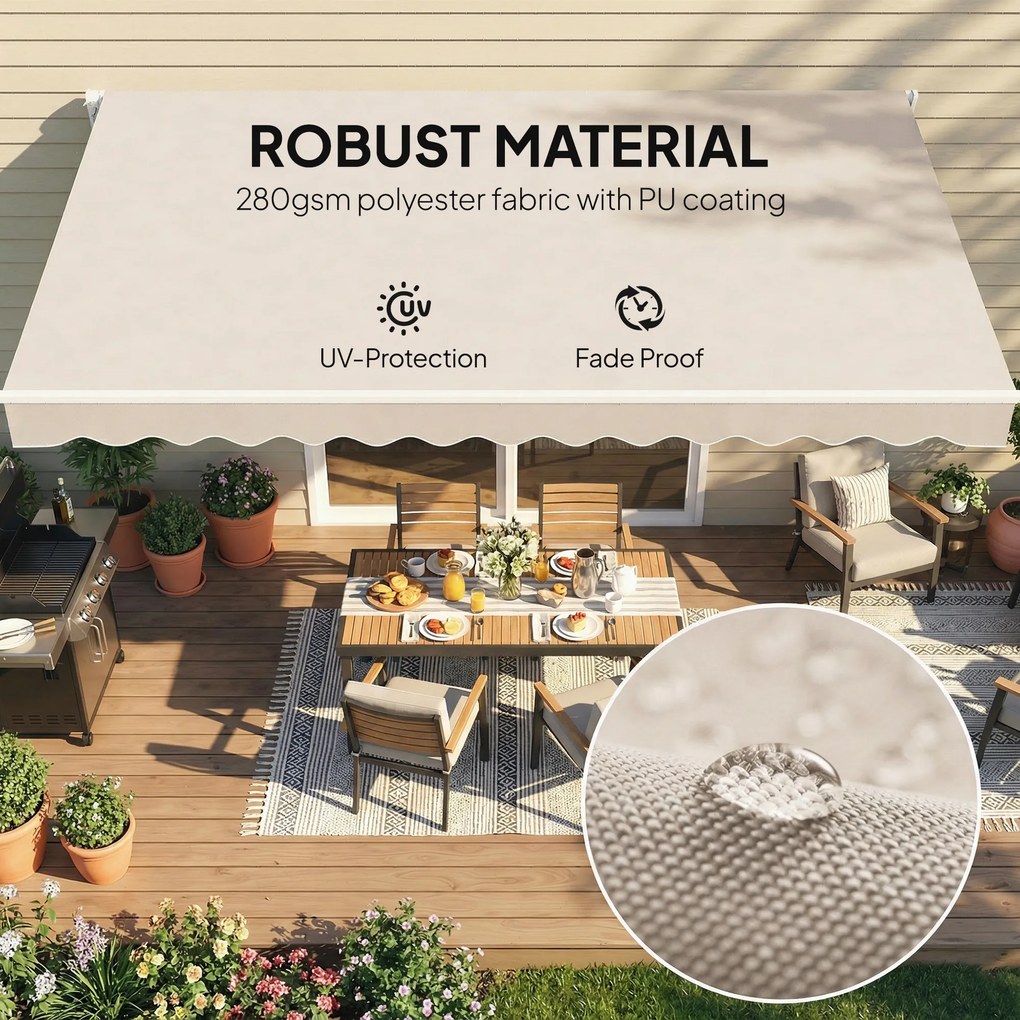 Outsunny Zamienny materiał markizy – osłona przeciwsłoneczna UPF 50+ do ramy 3,5 x 2,5 m, kremowobiała | Aosom PL