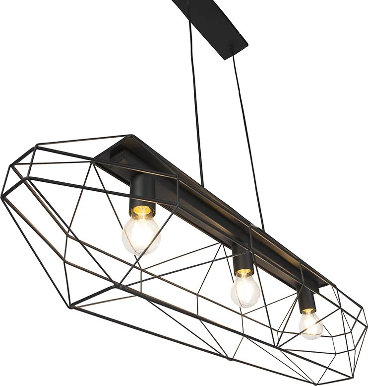 Industrialna lampa wisząca czarna 3-światłowa - Carcass