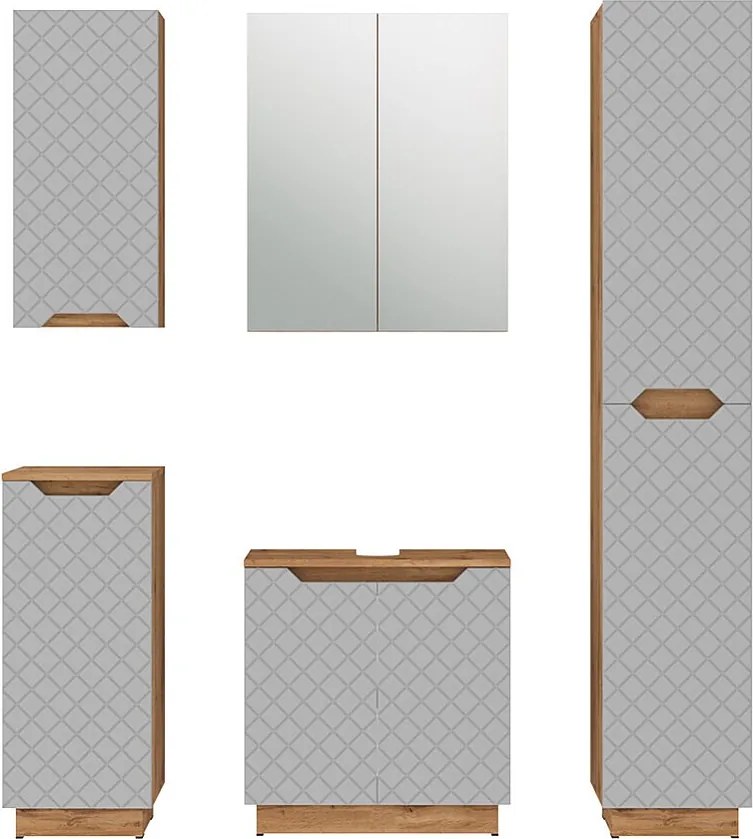 Zestaw mebli łazienkowych dąb/szary ze strukturą płytek 59.8x32x62.1 lotta