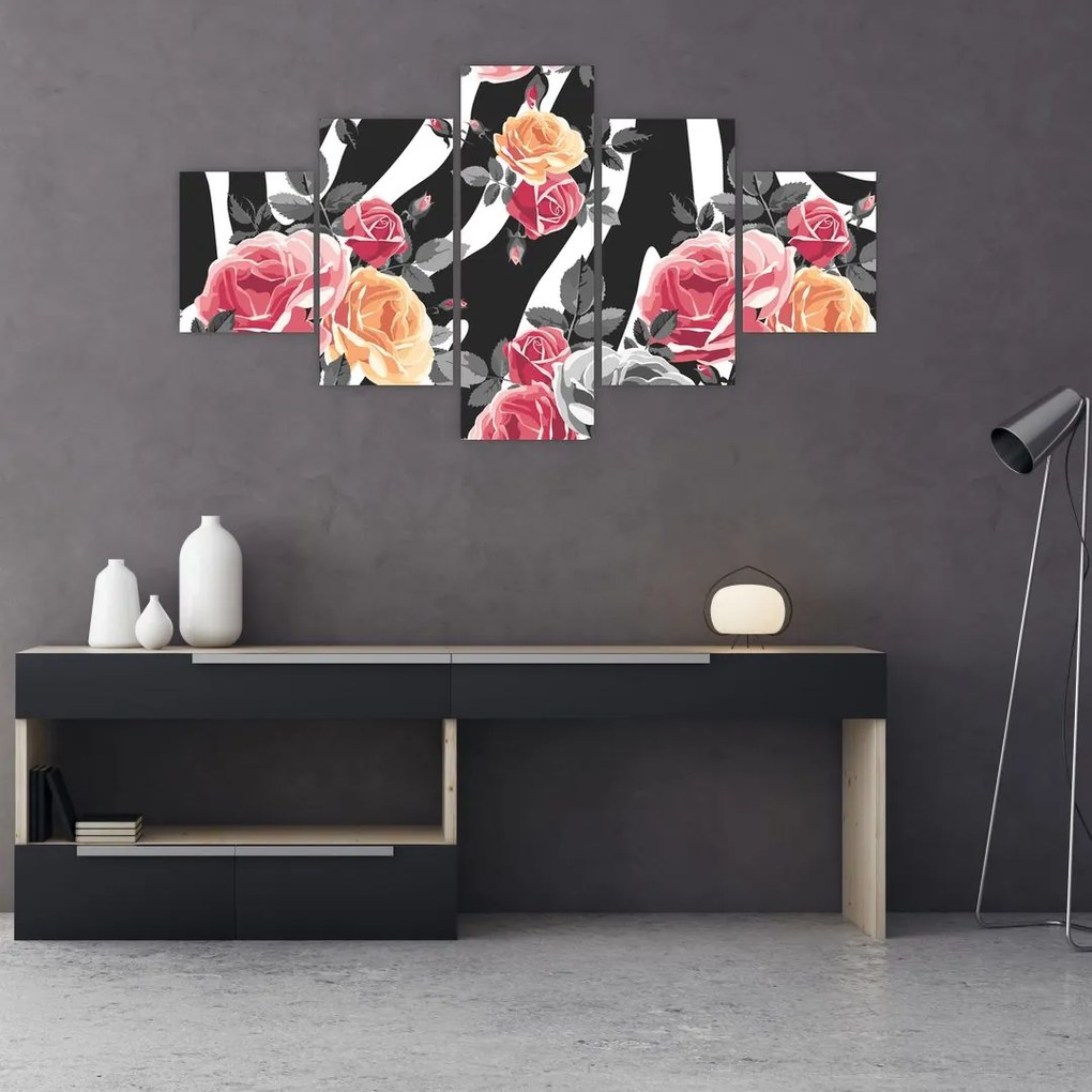 Obraz kwitnących róż (125x70 cm)
