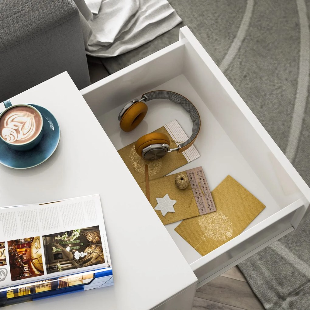 Szafka nocna ELOISE z podświetleniem, 54x39x28cm, biała Casaria