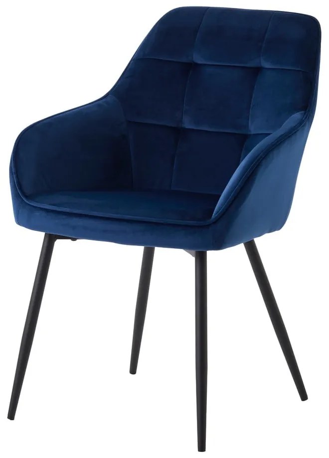Ciemnoniebieskie aksamitne krzesła z podłokietnikami zestaw 2 szt. Nolan Square – Unique Furniture