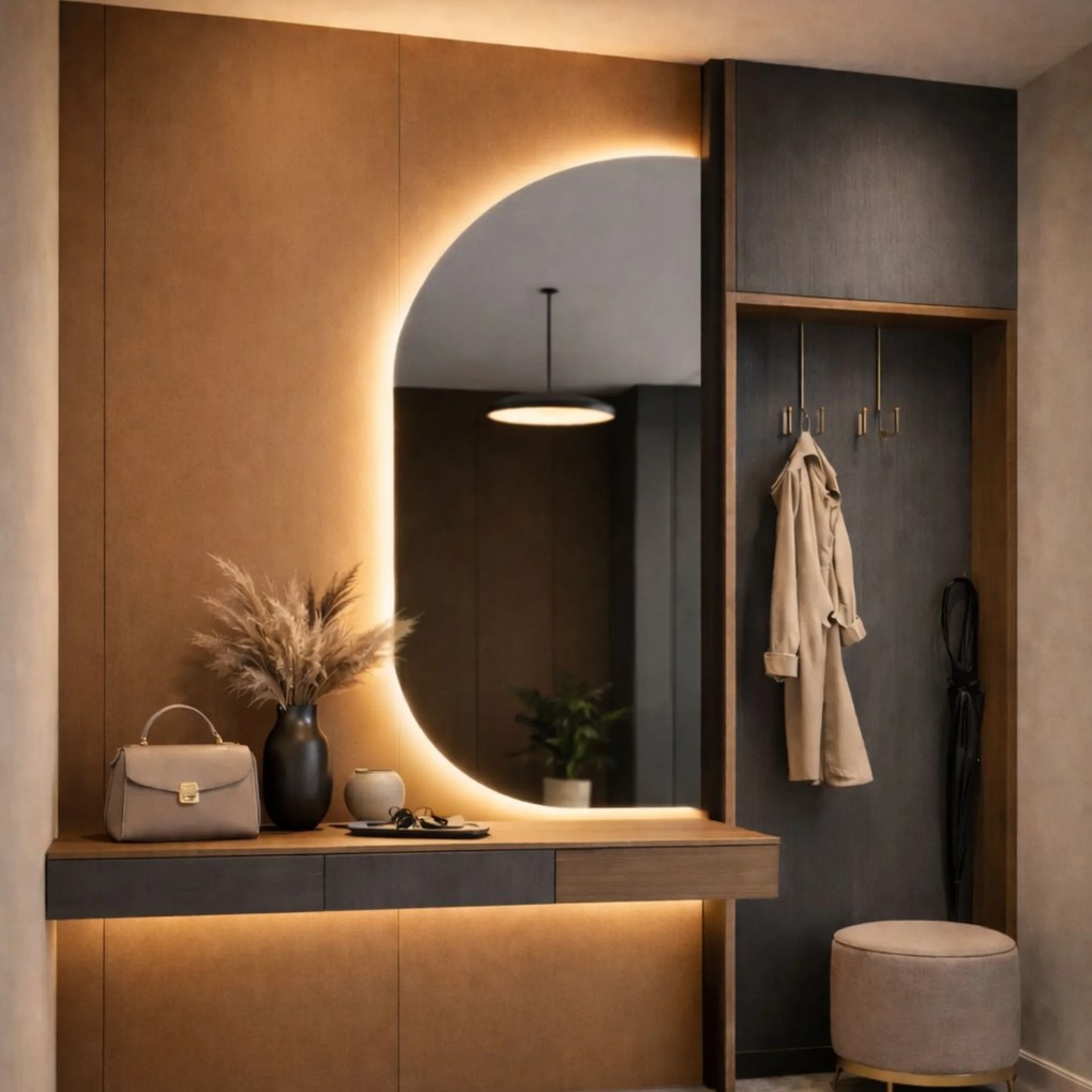Lustro dekoracyjne z podświetleniem ARCH Aura LED | Różne rozmiary | Różne kolory : Kolor tafli szkła - Srebrny, Rozmiar - 47x100
