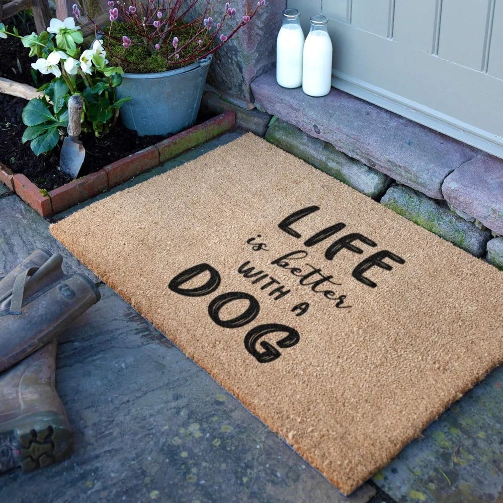 Wycieraczka z włókna kokosowego 40x60 cm Life Is Better With a Dog – Artsy Doormats