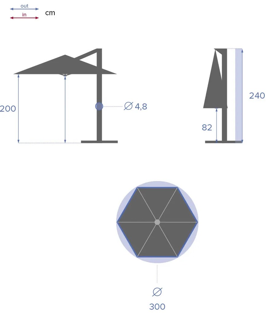 Parasol ogrodowy ze stelażem, MANOA, 300 cm