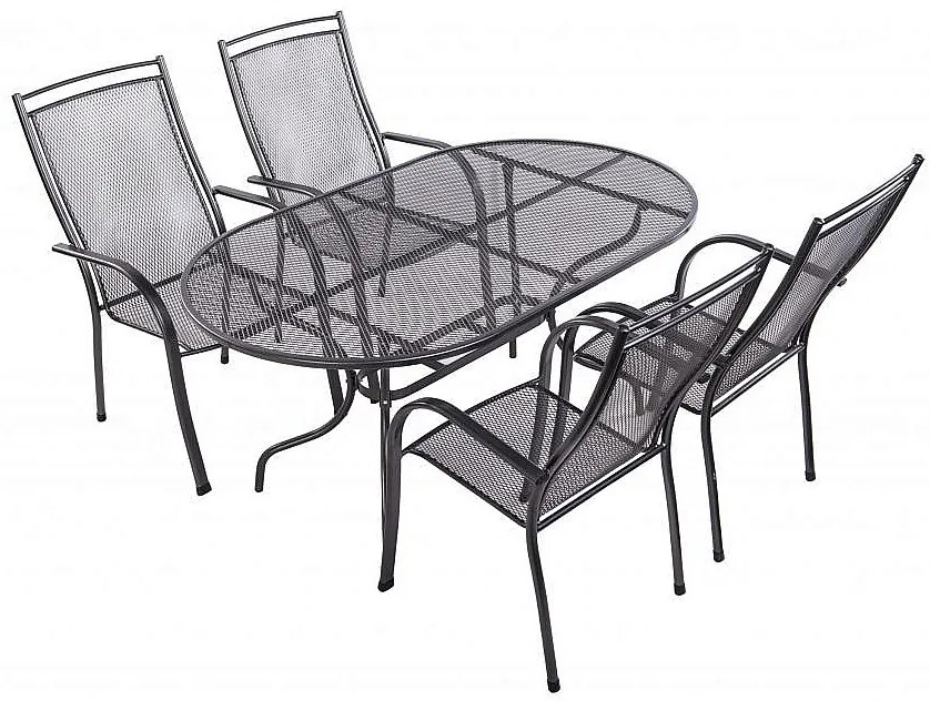 Metalowy zestaw ogrodowy PALMA II. 1 + 4 Stół owalny 190x105 cm