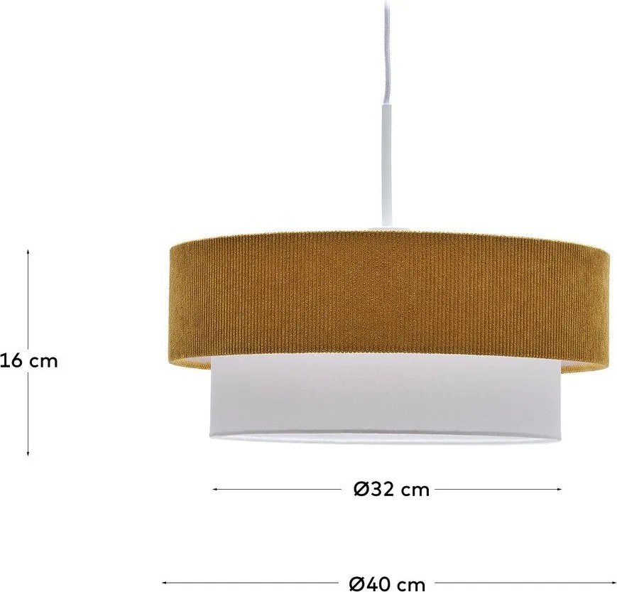 Musztardowy/biały żyrandol dziecięcy z tekstylnym kloszem Bianella – Kave Home