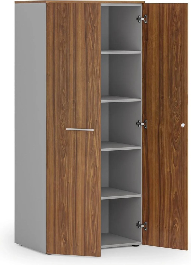 Szafa biurowa z drzwiami PRIMO GRAY, 800 x 500 x 1781 mm, szary/orzech