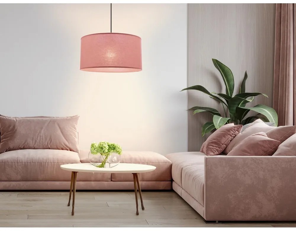 Różowa lampa wisząca z tekstylnym kloszem ø 40 cm Shanti – Candellux Lighting