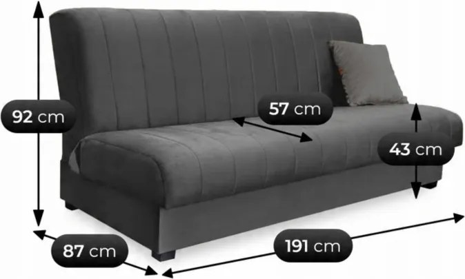 Sofa z Funkcją Spania SIGMA Rozkładana Wersalka Dwuosobowa Szara Nowoczesna do Salonu