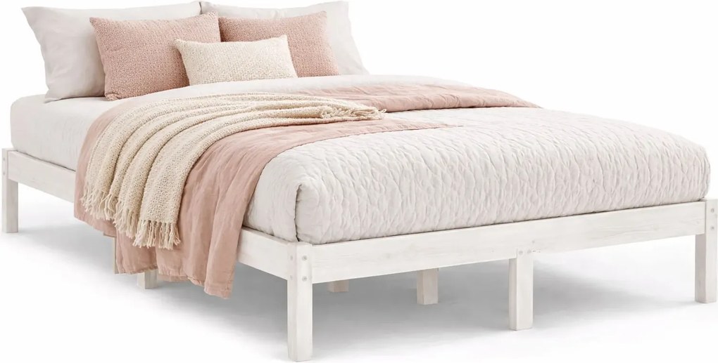 Białe drewniane łóżko 120x200 cm E7-G90
