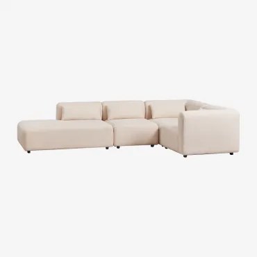 Sofa Modułowy Narożny 4-częściowy Z Lewym Szezlongiem Fogler Tkanina Baranek Boucle Kremowy Beż - Sklum