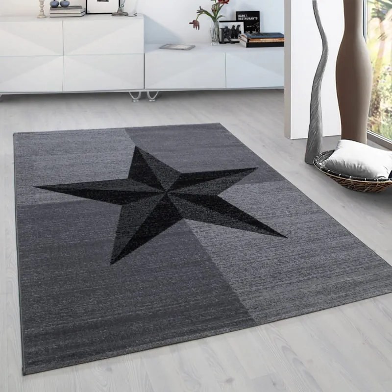 Dywan nowoczesny Plus Gwiazda szaro-czarny 200 cm x 290 cm