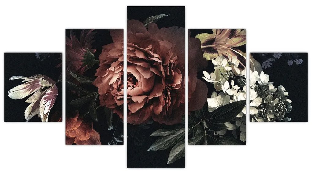 Obraz - Ciemne kwiaty (125x70 cm)
