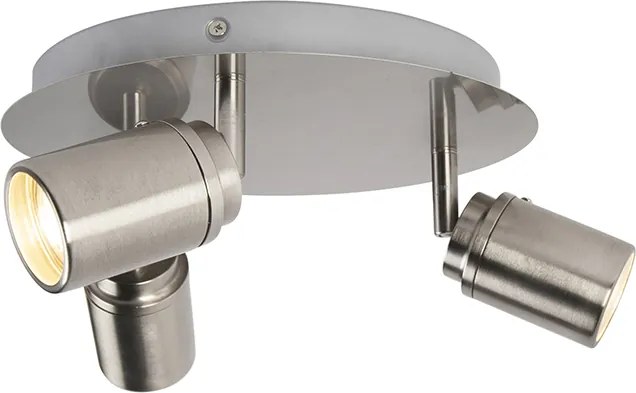 Nowoczesny reflektor łazienkowy stalowy 3-światłowy IP44 - Ducha