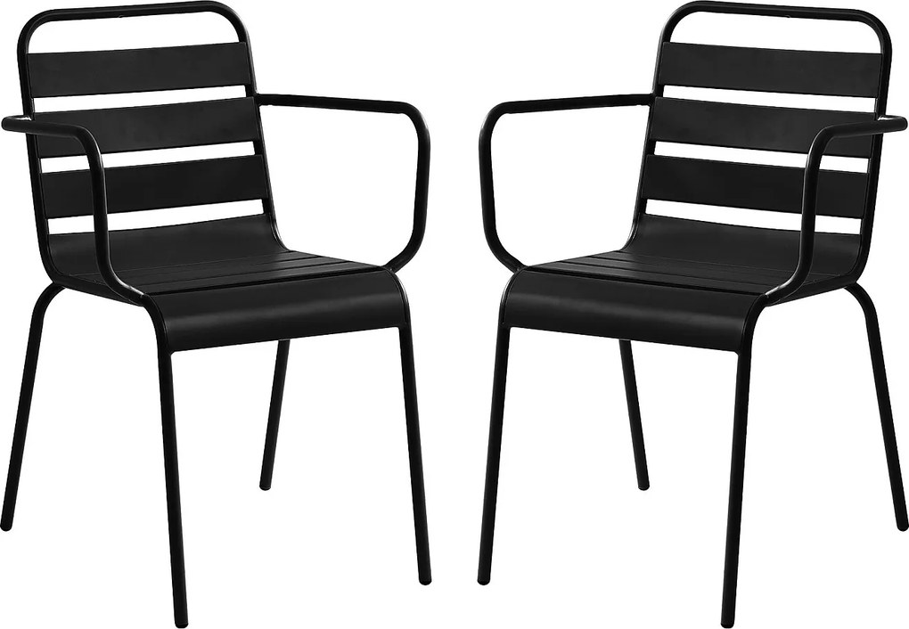 Zestaw 2 foteli ogrodowych sztaplowanych z metalu - Czarny - MIRMANDE marki MYLIA