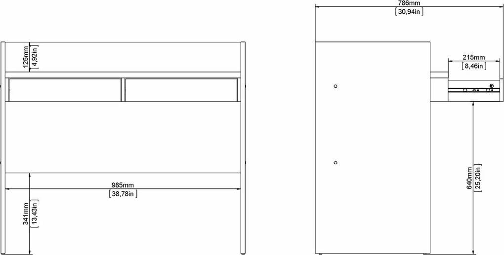Biurko z podwyższonymi bokami Function Plus 102 cm jackson hickory/biały mat