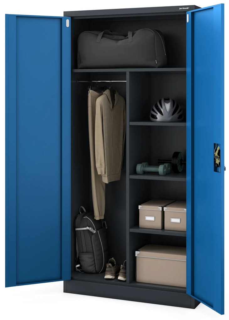 Szafa gospodarcza zamykana DAWID 900 x 1850 x 450 mm, antracytowo-niebieska