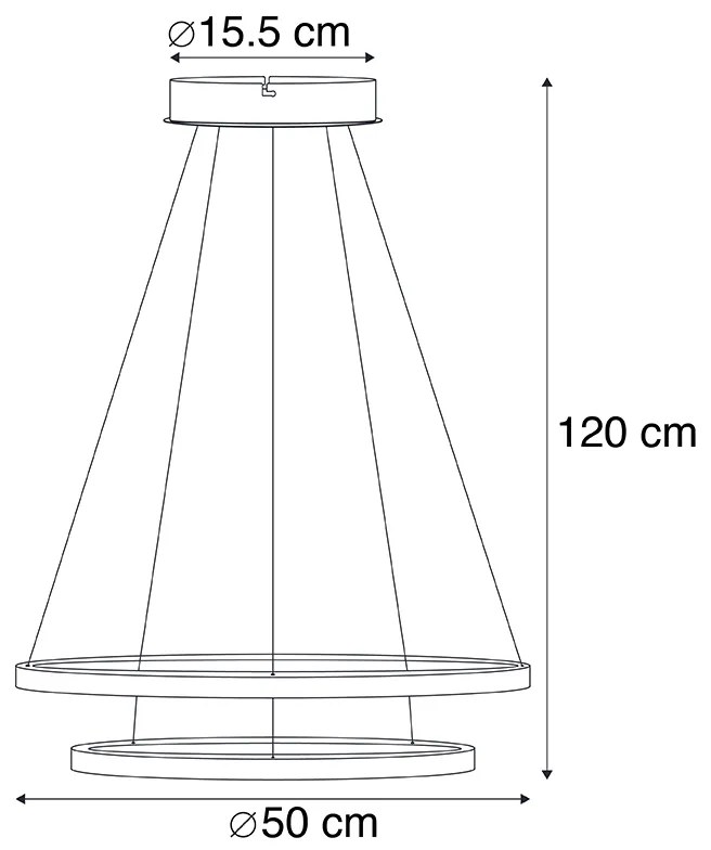 Nowoczesna lampa wisząca ze złotym pierścieniem, w tym LED - Anella Duo Nowoczesny Oswietlenie wewnetrzne