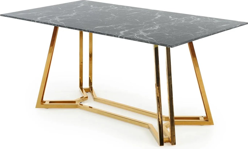 Szklany stół w stylu glamour Konami na złotych płozach