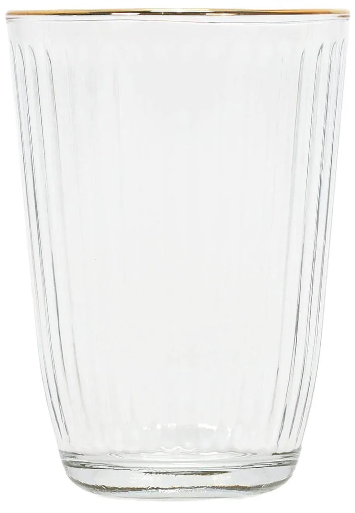 Prążkowana szklanka ze złotym brzegiem, 395 ml