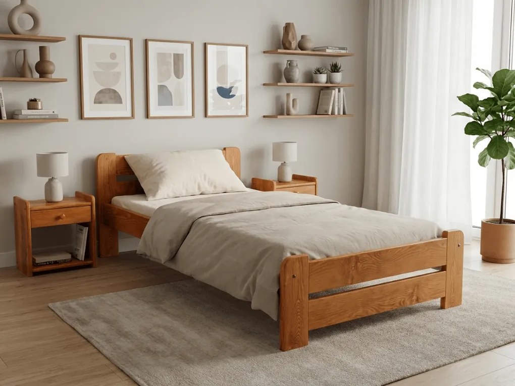 Łóżko Laura 80 x 200, olcha Stelaż: Bez stelaża, Materac: Materac Deluxe 10 cm