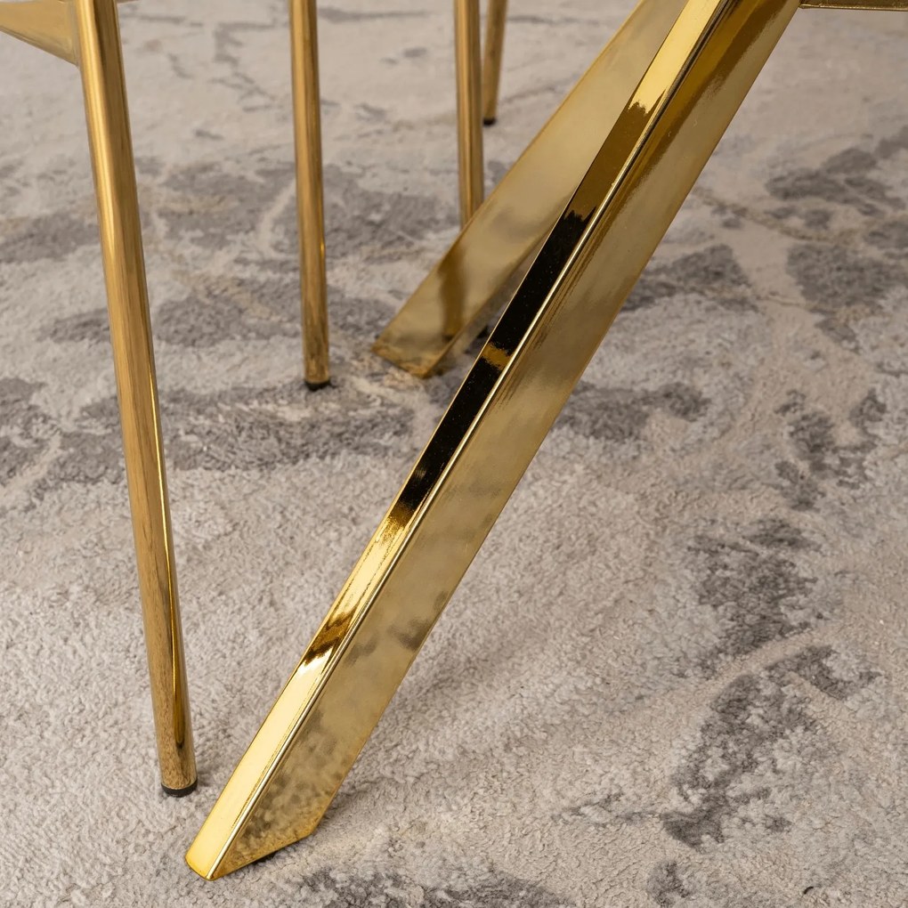 Rozkładany stół jadalniany glamour Lugo 90-190 cm, kaszmir/złoty