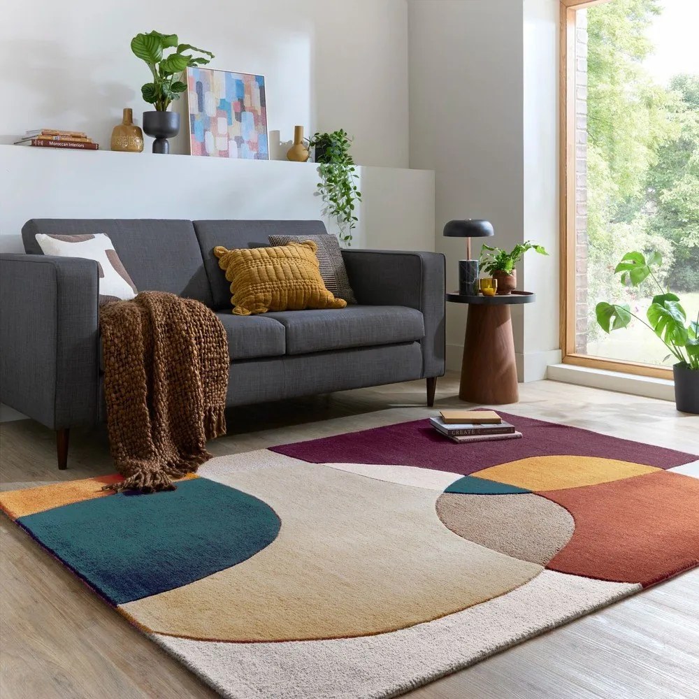 Fioletowy wełniany dywan tkany ręcznie 120x170 cm Glow Purple Multi – Flair Rugs