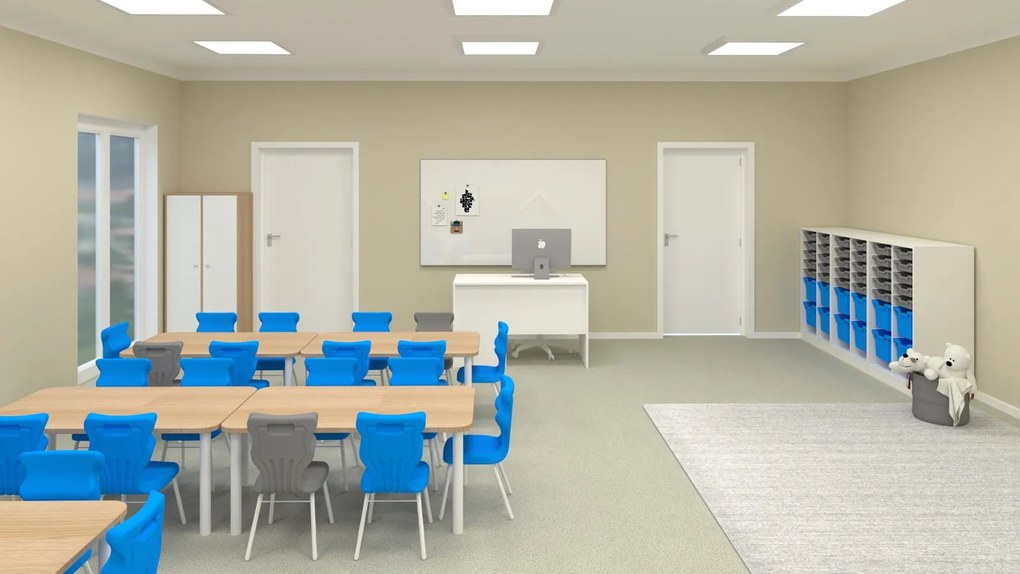 Stół do przedszkola Smart prostokątny 120x70 cm, rozmiar 0-3, blat dębowy / nogi szare