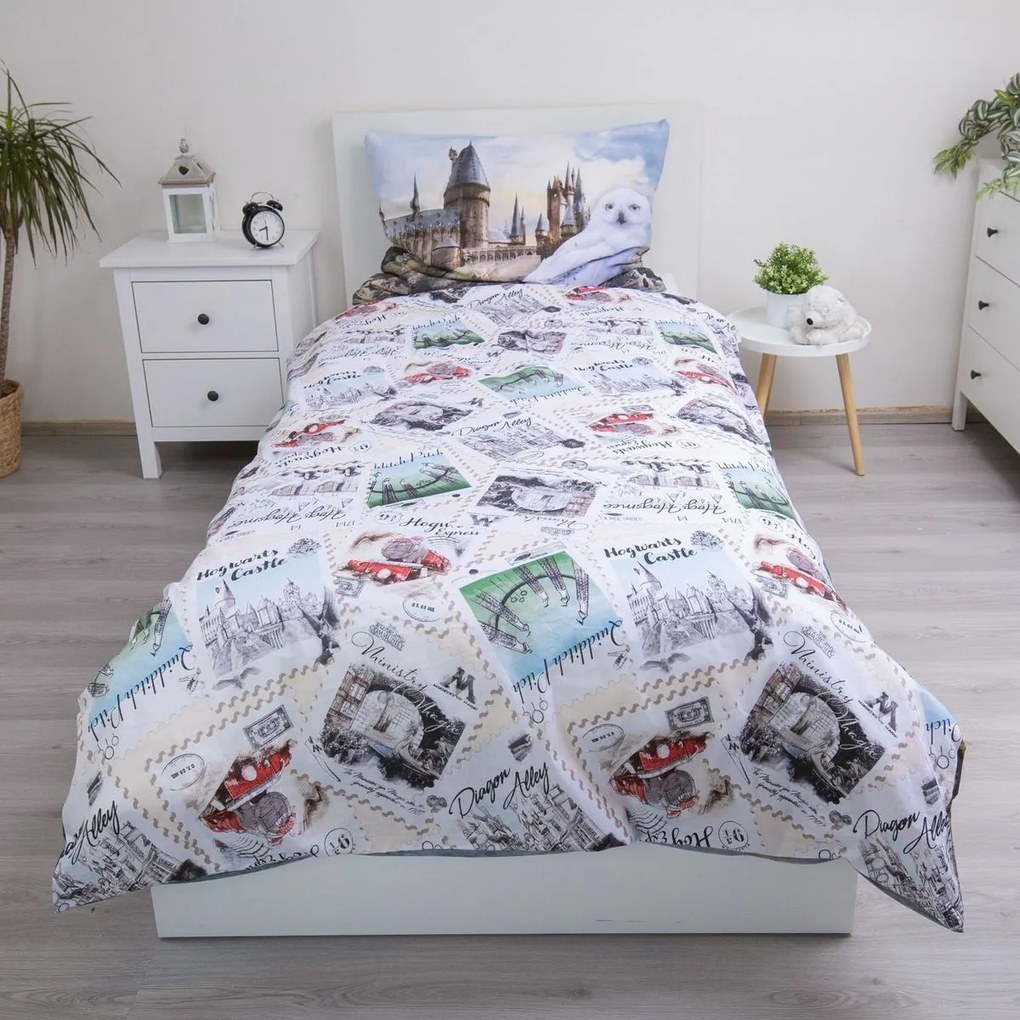 Jerry Fabrics Pościel bawełniana Harry Potter Hedwig 02, 140 x 200 cm, 70 x 90 cm