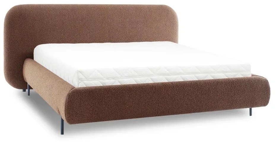 Tapicerowane łóżko dwuosobowe ze schowkiem ze stelażem 180x200 cm w kolorze terakoty Pointt – ELTAP