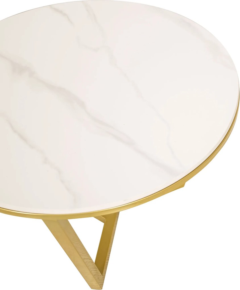 Komplet 2 okrągłych stolików glamour Modig M67, spiek/imitacja marmuru