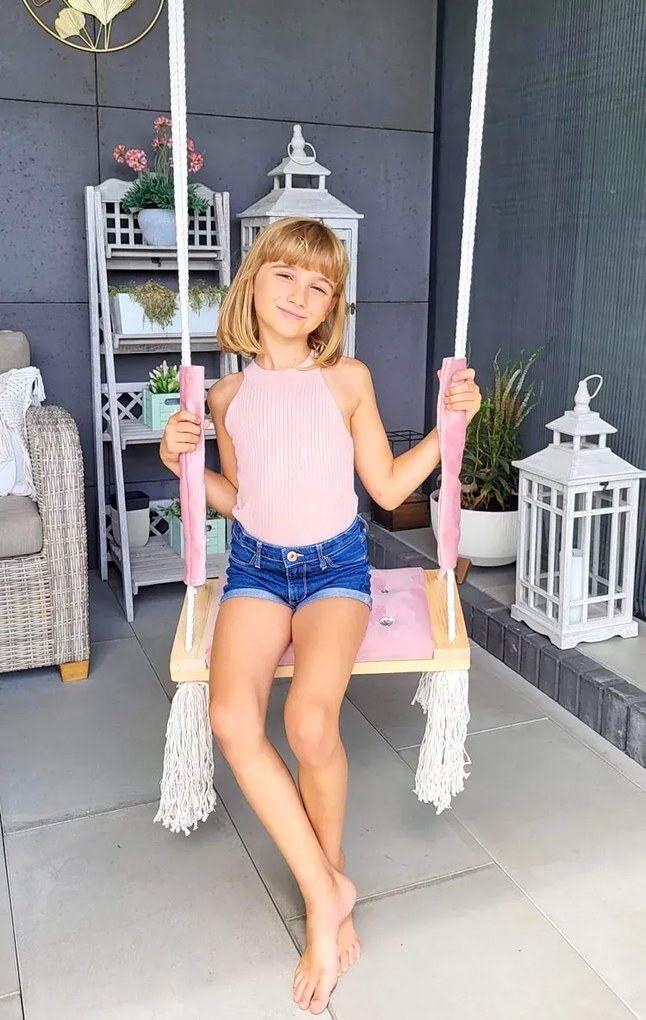 Szara huśtawka dziecięca z kryształkami P4-P52