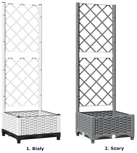 Szara kwadratowa donica ogrodowa z pergolą N6-Z62