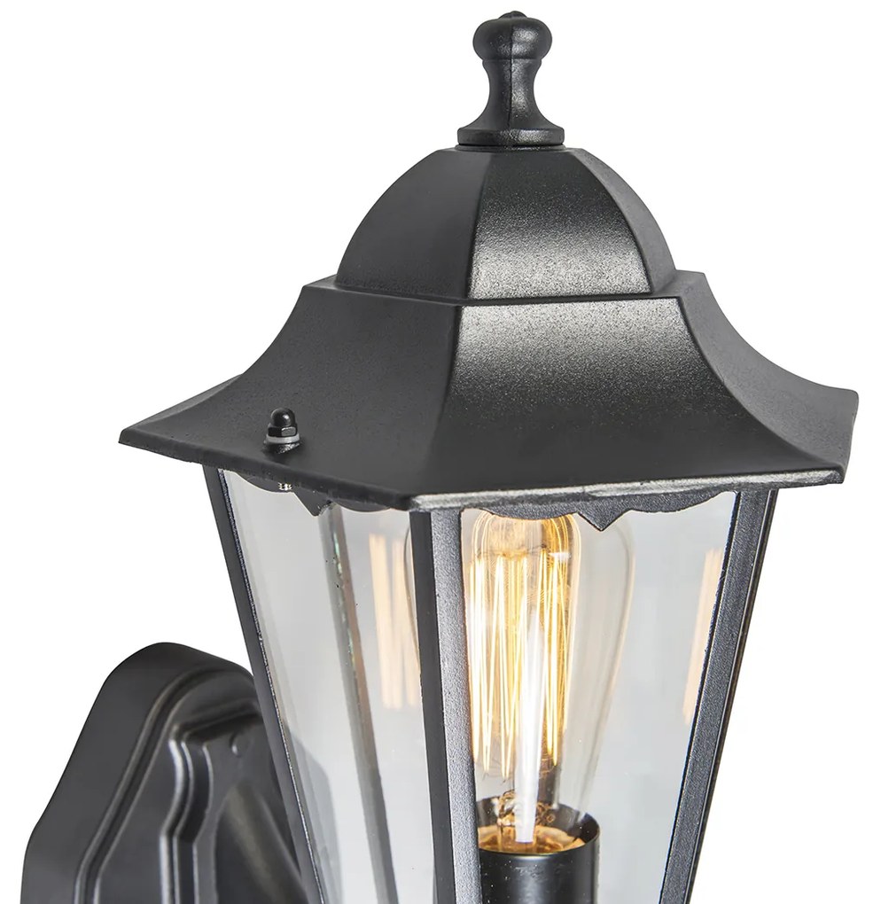 Zewnetrzna Lampion zewnętrzny ścienny czarny z czujnikiem ruchu IP44 - New Orleans up klasyczny/Antyczny Oswietlenie zewnetrzne