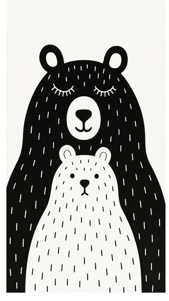 Czarno-biały dywan dziecięcy odpowiedni do prania 80x120 cm Bear Family v2 – Vitaus