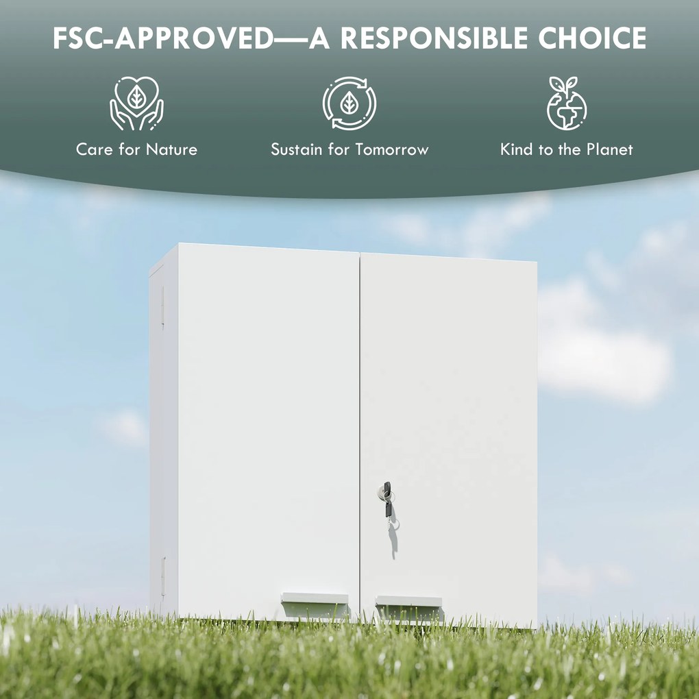 HOMCOM Zamykana szafka na leki 2-drzwiowa wisząca szafka z 11 przegródkami 2 klucze, 53 x 20 x 53 cm, Biały | Aosom PL