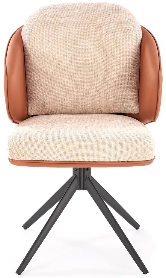 Skandynawski obrotowy fotel brązowo-beżowy R2-P37