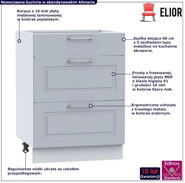 Szafka kuchenna z szufladami 60 cm - Akia 12X