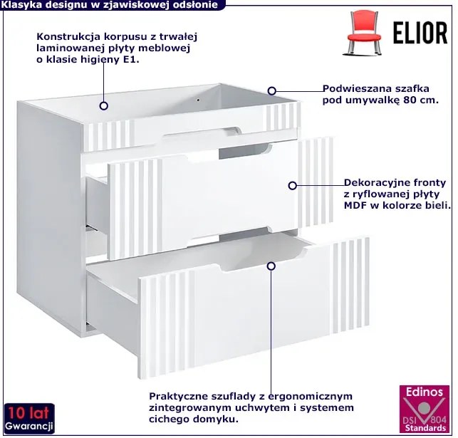 Biała szafka umywalkowa 80 cm - Ralfo 4X