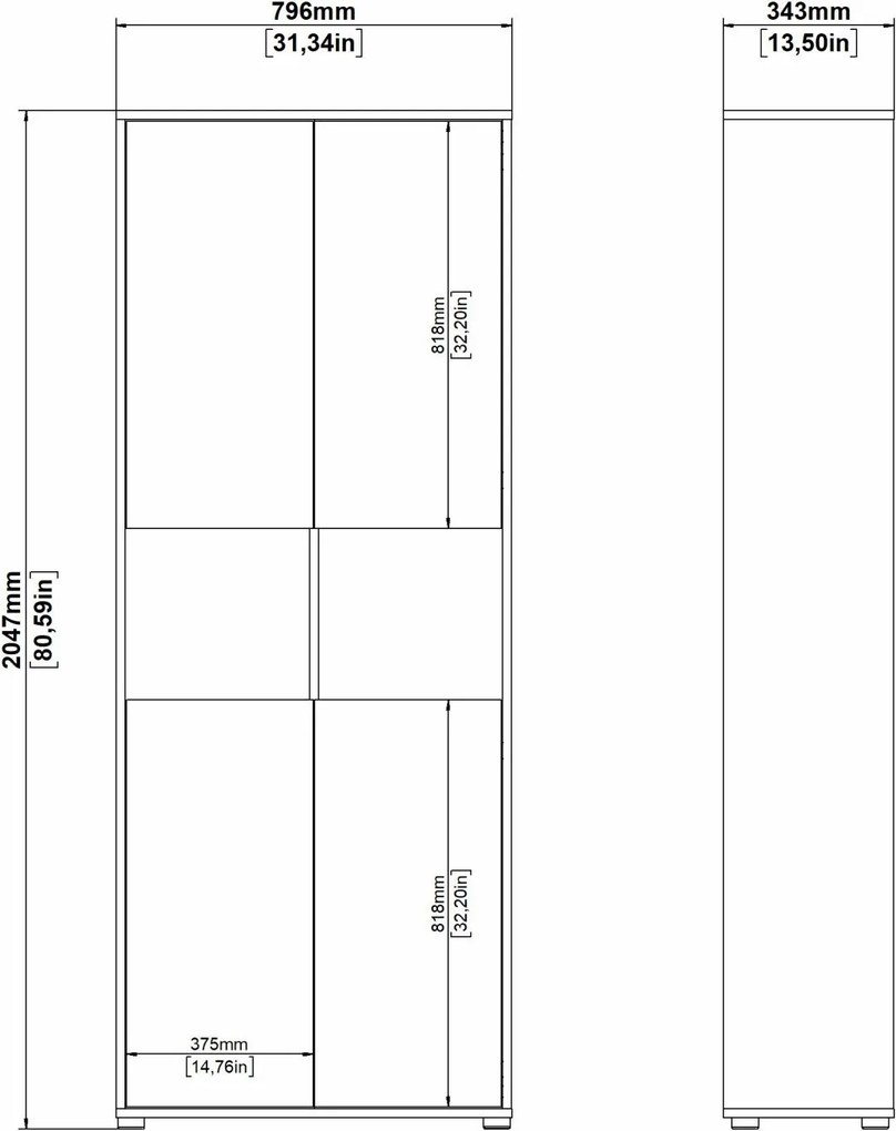 Czterodrzwiowy regał biurowy Sign 80 jackson hickory/szary mat