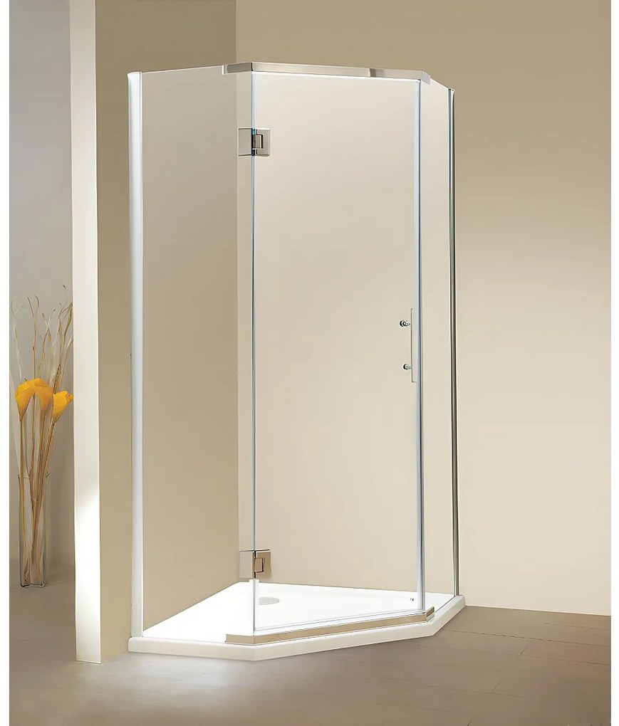 Narożna kabina prysznicowa z drzwiami wahadłowymi - z brodzikiem - ARDIA - 90 × 90 × 185 cm